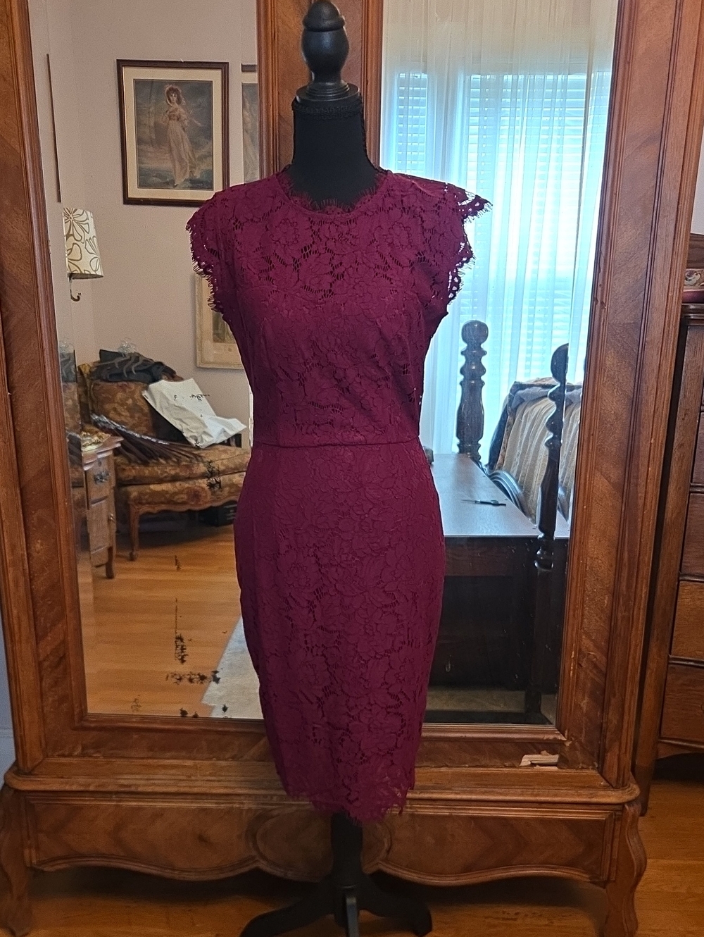 Miusol Plum Lace Midi Dress